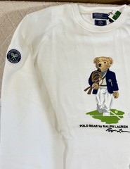 NWT Polo Ralph Lauren Wimbledon Bear Tennis White Logo Sweatshirt Size 2XL