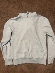Champion Gray Pullover Hoodie Fleece Logo Hooded Pockets S Men’s