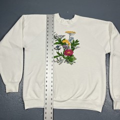Vintage 90s Frog And Flower Crewneck Sweatshirt White Large Cute Spring VTG