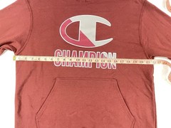 Champion Pullover Hoodie M Pocket Large Logo Burgandy Drawstring
