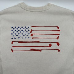 Barstool Golf Sports American Flag Cream Crewneck Sweatshirt USA Thick Size M