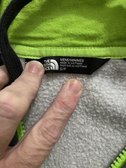 The North Face Men’s S Gray/Black/Green Full Zip Fleece Hoodie Pockets High Neck