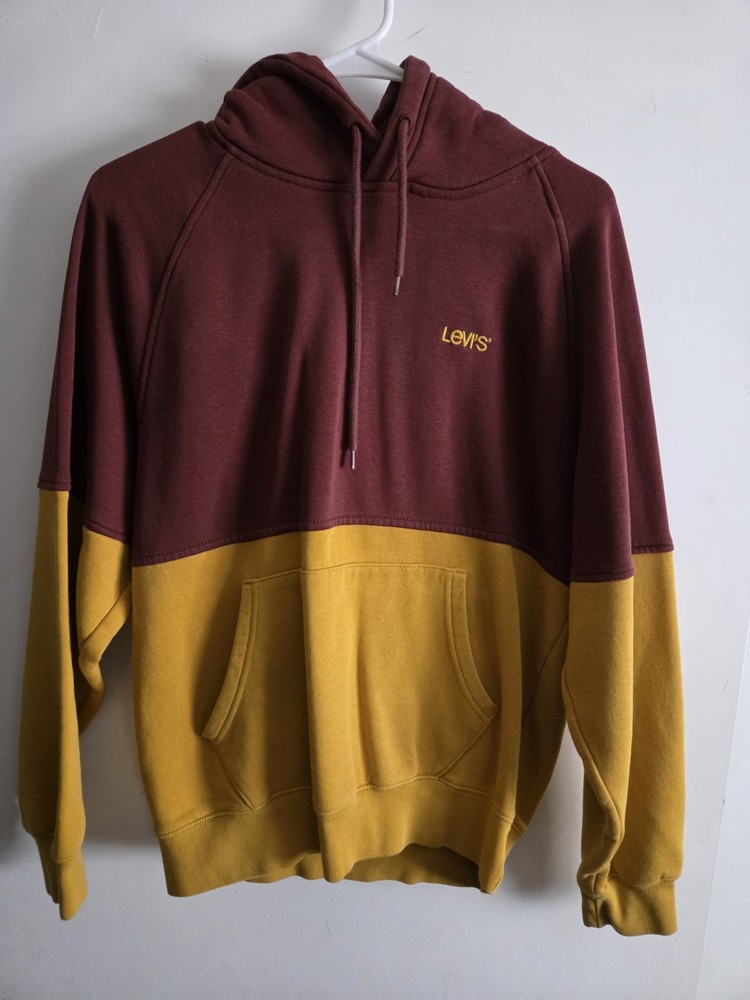evi’s Men’s Hoodie – Gold & Maroon Relaxed Fit XS Long Sleeve Pullover
