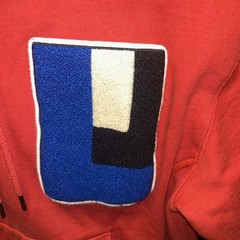 Lacoste LIVE Hoodie Mens XXS Red Oversized Chenille Logo Pullover SH3613