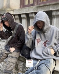 MEN WOMEN THUG HOODED CLUB PULLOVER HOODIE EMBROIDERY DIRTYFIT SWEATSHIRT JUMPER