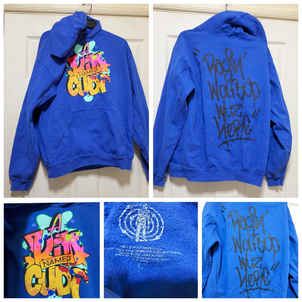 Kid Cudi Hoodie Mens Large Blue A Kid Named Cudi Music Rap Hip Hop Grafiti