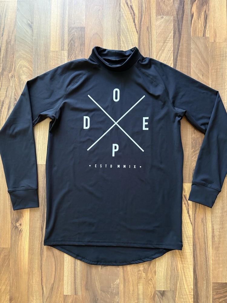 DOPE Men’s Black Long Sleeve Graphic Tee with White Logo Size S