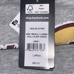Hard Rock Cafe Las Vegas Pullover Hoodie Size Large Gray NEW!