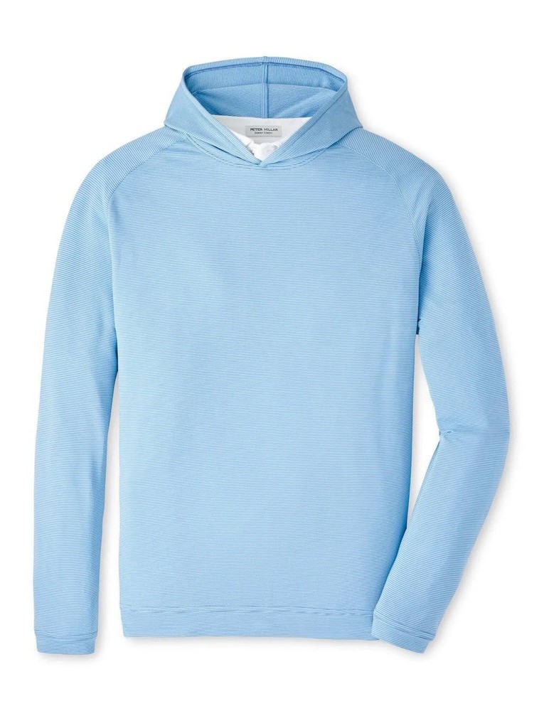 Peter Millar Men’s Pine Sugar Stripe Performance Hoodie Blue Etide XL NWT $150