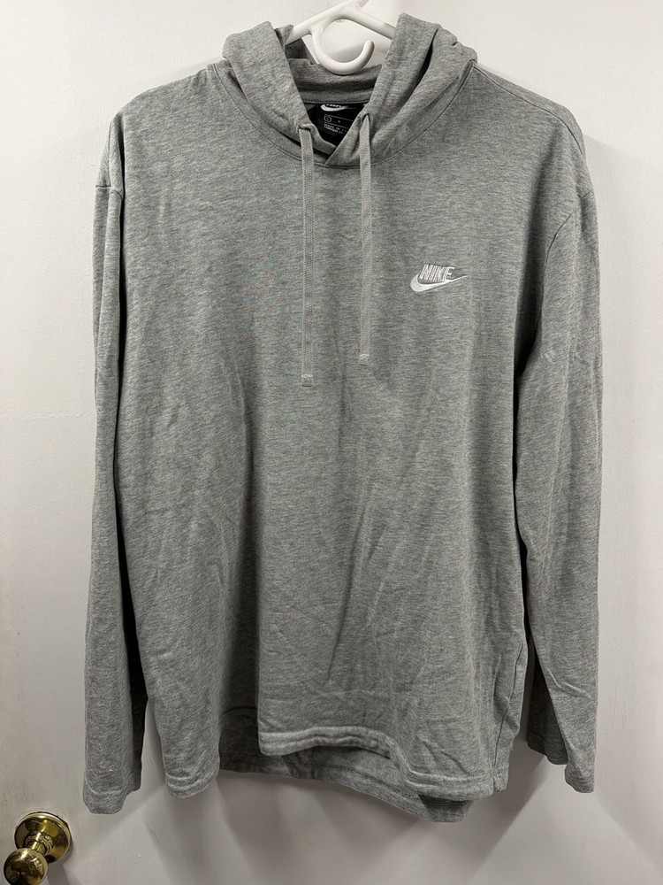 Nike Large Mens Hoodie Gray Long Sleeve Cotton Jersey Pullover Sweatshirt