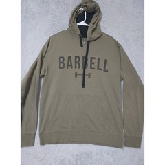 Barbell Hoodie Mens Medium Olive Green Hoodie Gym Workout Sweatshirt Drawstring