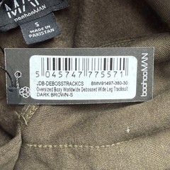 BoohooMAN Hoodie Mens Small Brown Oversized Worldwide Debossed Fleece Pullover