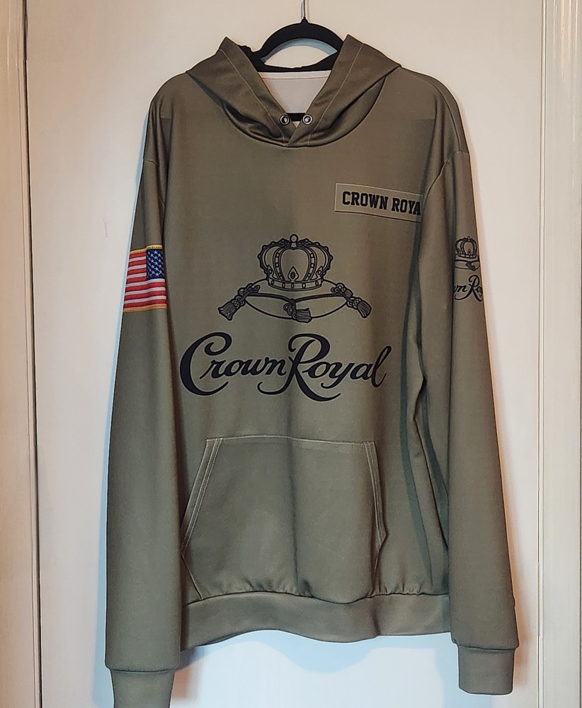Crown Royal Logo 3XL Military Army Green Pullover Hoodie Promo Sweatshirt