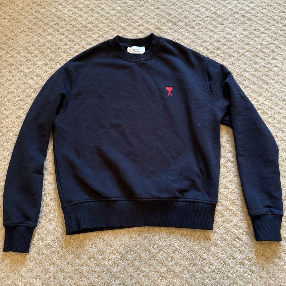 AMI Alexandre Mattiussi Black Crewneck Pullover Sweatshirt Logo unisex xxs