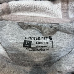 Carhartt Gray Pullover Hoodie Mens XL Tall Loose Fit Sleeve Logo Workwear Basic