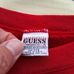 Vtg 80s One Size USA GUESS Y2K Pullover Sweatshirt Embroidered Athleisure Preppy