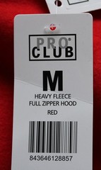 Pro Club Men’s Heavyweight Full Zip Fleece Drawcord Hoodie EH6 Red Medium NWT