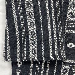 Baja Mexican Aztec Striped Hoodie Mens Small Black/White KangarooPocket Preowned