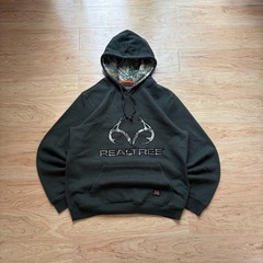 Realtree Camo Lined Hoodie Army Green Embroidered Logo Size L