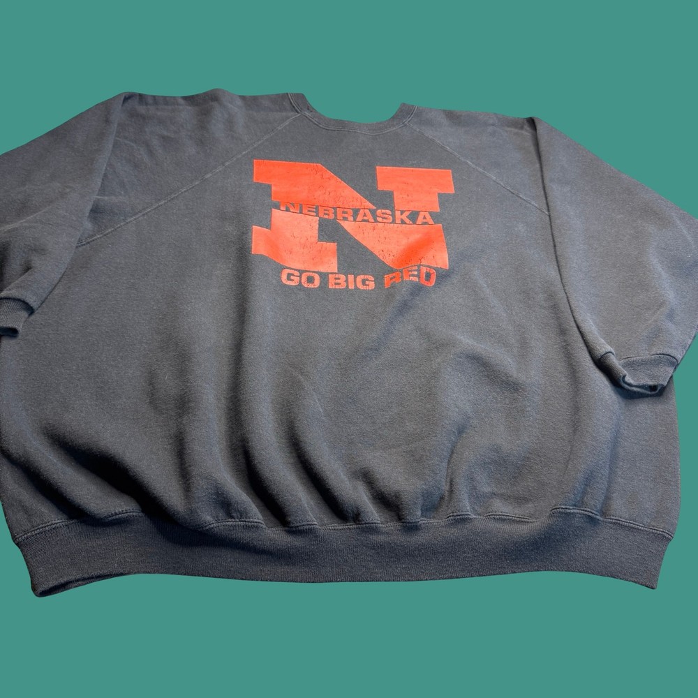 Vintage Nebraska Sweatshirt 4X Black Go Big Red College Football Crewneck