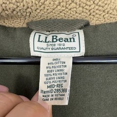 LL Bean Hoodie Mens Medium Green Cotton Polyester Sherpa Lined Full Zip Gorpcore