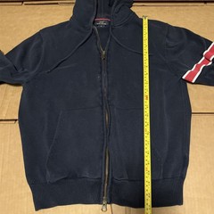 Brooks Brothers 346 Mens Navy Blue Full Zip Hoodie Medium Red White Arm Stripes