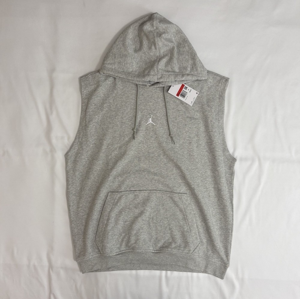 Nike Jordan Gray Sleeveless Hoodie Sz Large Fleece Dri-FIT NEW IM7762-050