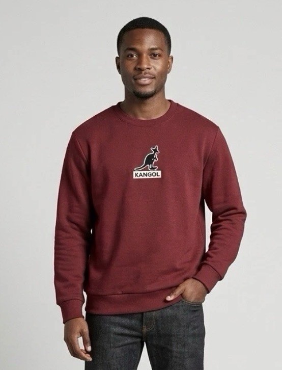 NWT Kangol Men’s XL Deep Red Crewneck Sweatshirt Embroidered Kangaroo Logo Retro