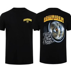Lowrider T-Shirt, Rollin On Them Classics Gold Spoke Rim Graphic, Chicano Style