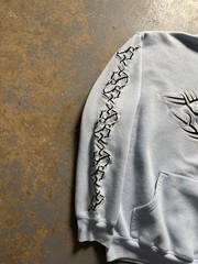 Vintage Light Blue Sapphire Lounge Y2K Grunge Tribal Hoodie Sweatshirt-Size M