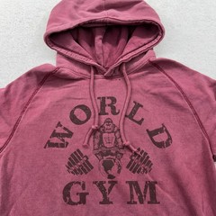 World Gym Hoodie Mens Small Maroon Pullover Graphic Logo Workout Fitness