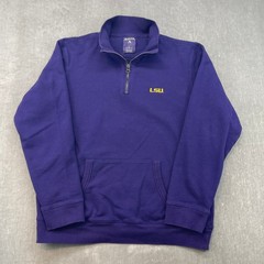 LSU Tigers Antigua Mens Large Purple Quarter 1/4 Zip Pullover Fleece Sweatshirt