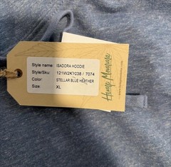 Hemp Mamma Isadora Men’s Hoodie XL Stellar Blue Heather Pullover Drawstring
