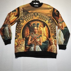 Switch Egyptian Sweatshirt Cleopatra with Cheetahs Size XL