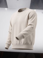 Nike Beige Crewneck Fleece Pullover Sweatshirt Embroidered Logo mens Size S