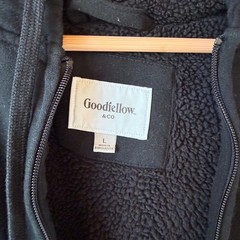 Goodfellow & Co Zip Up Hoodie Mens Large Black Sherpa Lined Heavy Sweatshirt