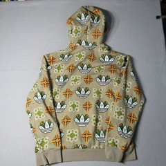 Adidas Originals AOP Trefoil Hoodie JW1084 Biege Multicolor Pixel Geo Men’s XL