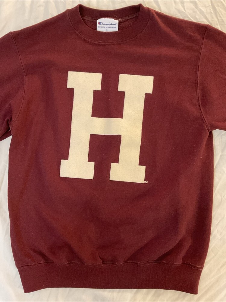 RARE Champion Harvard Big “H” Felt Letter Sweatshirt SMALL Long Sleeve Crew Neck