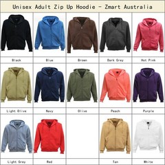 Adult Unisex Zip Plain Fleece Hoodie Hooded Jacket Mens Sweatshirt Jumper XS-8XL