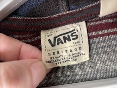 Vans Hoodie Mens Medium Red Striped Heritage Lightweight V Neck Pullover Jersey