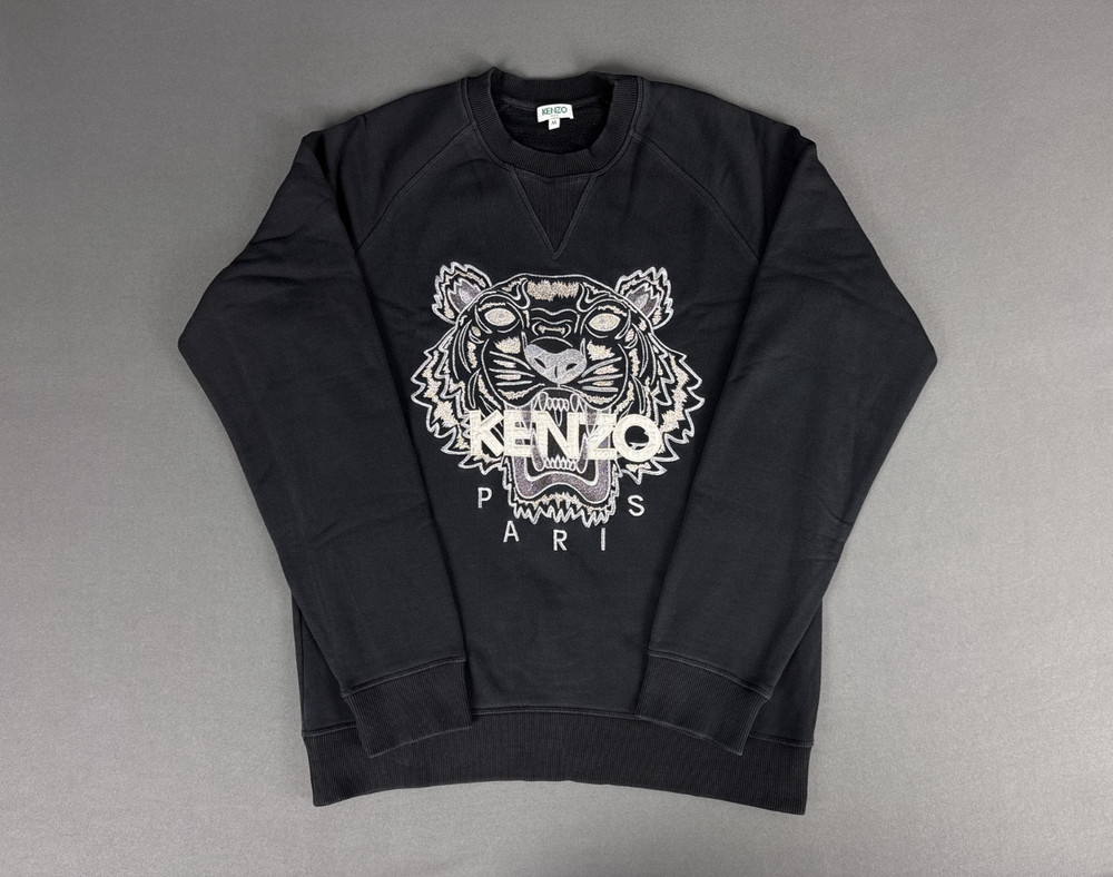Kenzo Paris Tiger Sweatshirt Black Embroidered Logo Jumper Mens Medium Portugal