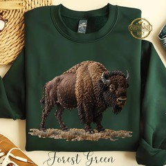 Bison Sweatshirt Boho Buffalo Wildlife Animal Nature Graphic Printed