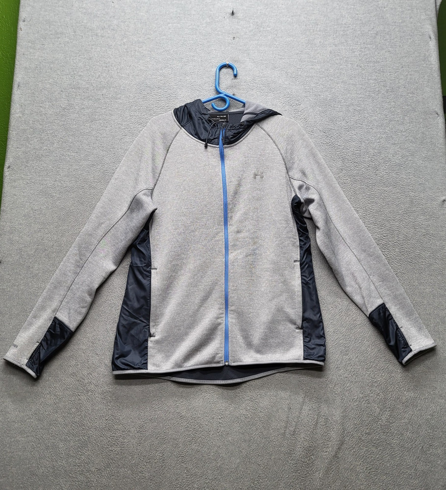 Under Armour Men Sweatshirt XL Gray Fleece Coldgear Gorpcore Zipper Logo Long