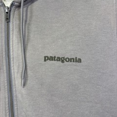 Patagonia Hoodie Mens Medium Gray Organic Cotton Full Zip Front Logo Sweatshirt