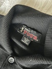Vintage PGA Tour Black Polo Sweater Merino Wool Italy MINT Golf NEVERWORN Preppy
