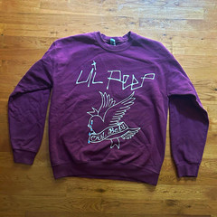 Lil Peep Burgundy Graphic Print Crewneck Fleece Pullover Sweatshirt M Unisex