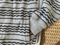 Black Scale Front Zip Hoodie Jacket Grey w/ Black Geometric Pattern All Over XL