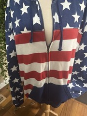 UNISEX Hoodie Mens 2XL, USA Full Zip Front America Patriotic