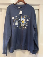 Bluey Halloween Skeleton Graphic Sweatshirt Navy Size Mens XXL
