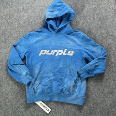 Purple Brand Hoodie Mens Small Blue Graphic Logo Pullover Fleece Sweatshirt